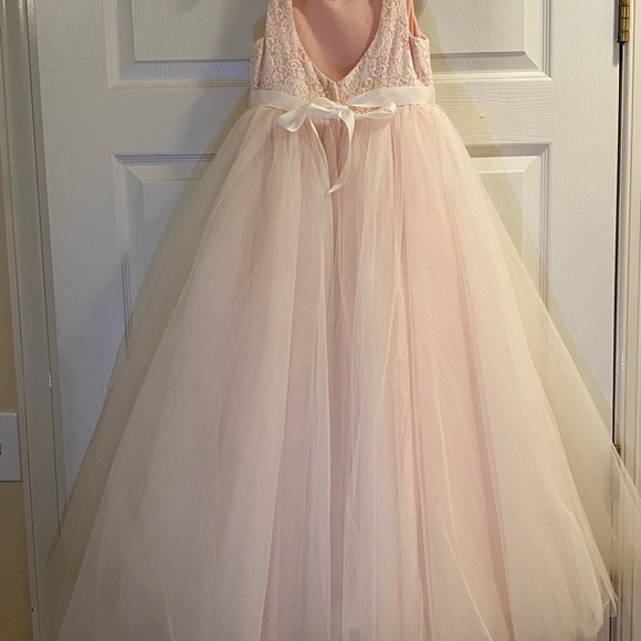 Elegant Pink Lace Kids Dress - Picture 2 of 4